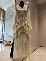 Load image into Gallery viewer, Women's Dresses: Elegant &amp; Stylish V-Neck, Flared Long Sleeve, Layered Lace Tiered "Cake" Dress — 2026 Summer New Arrival