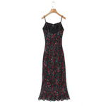 Load image into Gallery viewer, Midi dresses for women 2025 Summer bodycon dresses sexy vintage clothes dress elegant black dress front tie vintage floral dress