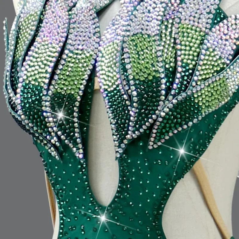 Women's Evening Dress Latin Dance Competition Costume American Clothes Sexy Stage Outfit Dancewear Suit Girls Party Sports Skirt