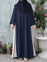 Load image into Gallery viewer, Muslim Women Modest Long Dress Patchwork Drawstring Arab Robe Vestidos Jalabiya Dubai Saudi Abayas Morocco Eid Ramadan Dresses