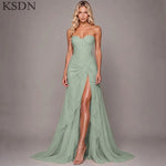 Load image into Gallery viewer, Elegant Women Evening Dresses for Women Luxury Chiffon Chapel Train Gowns Side Slit Sleeveless Wedding Long Dress Vestidos
