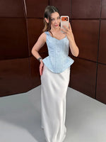 Load image into Gallery viewer, Women Top Floral Printed Spaghetti Strap Corset Top U-Neck Fishbone Boned Cinched Waist Irregular Hem Retro Vacation Camisole