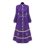 Load image into Gallery viewer, Women Stand Collar Long Sleeve Buttons Church Clergy Robe Gown Dress Priest Costume Robes