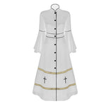 Load image into Gallery viewer, Women Stand Collar Long Sleeve Buttons Church Clergy Robe Gown Dress Priest Costume Robes
