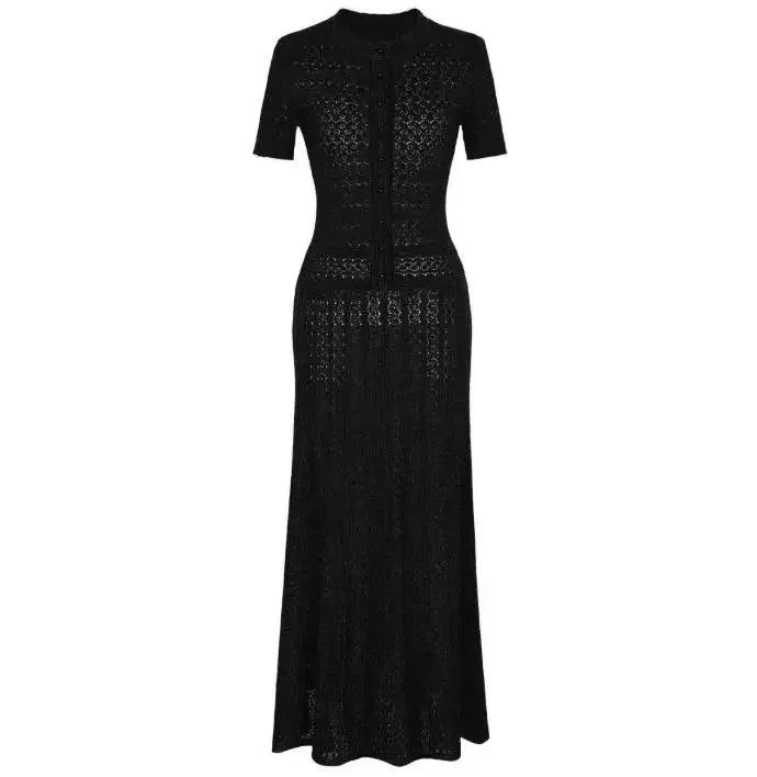 Women's Casual Simple White Knitted Dress 2025 Summer New Style Temperament Commuting Female Fashion Elegant Mermaid Dresses