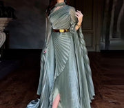 Elegant Party Dress for Women Temperament Fashion 2025 Fall Winter New Batwing Sleeve Shawl Split Vestidos Evening Long Dresses
