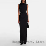Load image into Gallery viewer, Black Evening Gown For Women Sheath Saudi Dress Floor Length Formal Party Dress Sleeveless Beading Prom Dress
