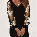 Load image into Gallery viewer, Women Print Dress Sexy V-Neck Bat Sleeve Ruffl Flowers Print Bohemian Beach Sundress Ladies Loose Summer Vacation Mini Dresses