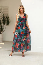 Load image into Gallery viewer, Women's Print Dress Fashion V-Neck Sleeveless High Waist Loose Dresses Robe Femme Casual Party Holiday Dresses For Women Summer