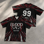 Load image into Gallery viewer, ENHYPEN NI-KI 10 Flame Mesh Jersey Tee Blood Saga Red Flame Full Print V Neck Oversized Kpop Fan Concert Breathable Street Top