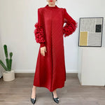 Load image into Gallery viewer, Women Elegant Evening Party Dresses 2025 Summer New Solid Colour Classic Long Sleeve Plate Flower Design Prom Dresses Female