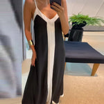 Load image into Gallery viewer, Women's Dress 2024 Summer Women's Clothing Fashion Elegant V-neck Casual Black and White Contrast Sleeveless Loose Long Dresses