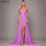Load image into Gallery viewer, Elegant Women Evening Dresses for Women Luxury Chiffon Chapel Train Gowns Side Slit Sleeveless Wedding Long Dress Vestidos