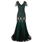 Load image into Gallery viewer, Women's Fashion 1920s Flapper Dress Vintage Great Gatsby Long Evening Prom Sequin Party Dress Women Mesh Costume