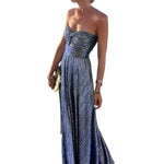 Load image into Gallery viewer, Women Sexy Dress Bronzing Backless Large Hem Beach Party Dress Off Shoulder Sexy Chest Wrapping Long Gown Dress Female Clothing