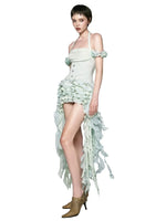 Load image into Gallery viewer, Women Ruffles Draped Dress Three Piece Sets Sexy Halter Neck Folds Ruffled Dress+Lace-up Corset Top+Shorts Suits Party Cocktail