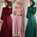 Load image into Gallery viewer, Ramadan Arabic Muslim Women Modest Dress Elegant Dubai Satin Abaya Islamic Party Clothing Holiday Travel Outfit 2025 Turkey Robe