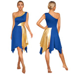 Load image into Gallery viewer, Women Church Choir Worship Praise Dress Modern Lyrical Dance Performance Costume One Shoulder Irregular Hem Dresses Dancewear