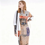 Load image into Gallery viewer, European, American and Spanish original single women's dress with printed elastic splicing light luxury long skirt new product