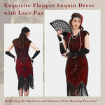 Load image into Gallery viewer, 1920s Dresses for Women Flapper Dress Lace Fan Feather Headband Sequins Beads Fringes 20s Accessories Vintage Mafia Costume