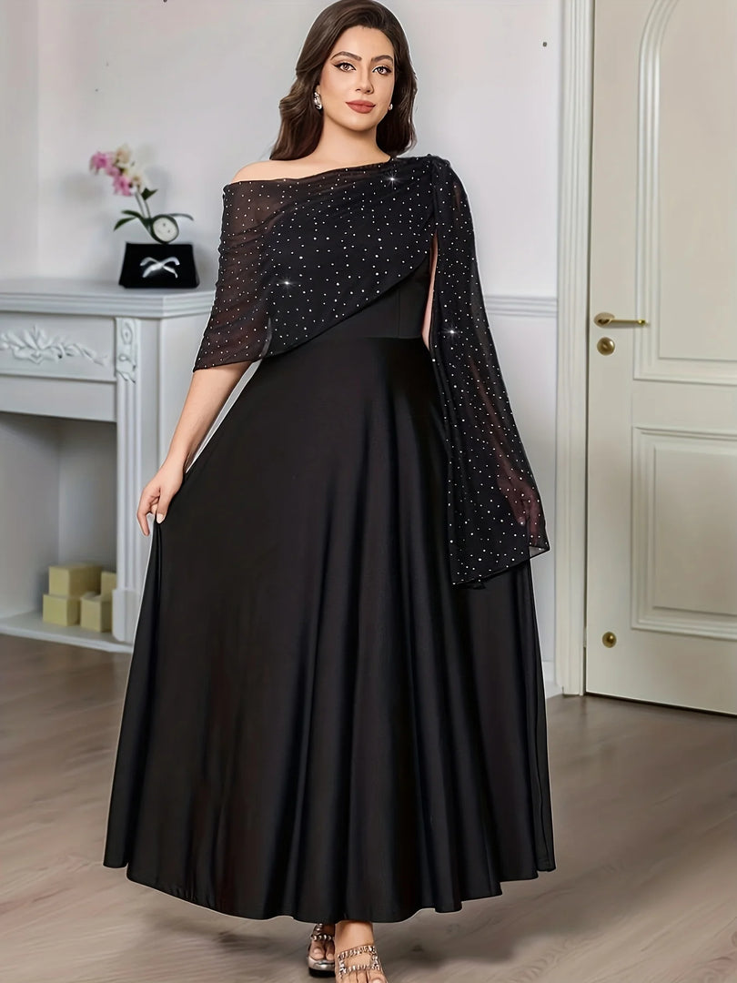 Large Women's Elegant Solid Color Dress