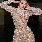Load image into Gallery viewer, 2025 new European and American women's dress is slimming and form-fitting, with see-through sequins and sexy one-piece trousers