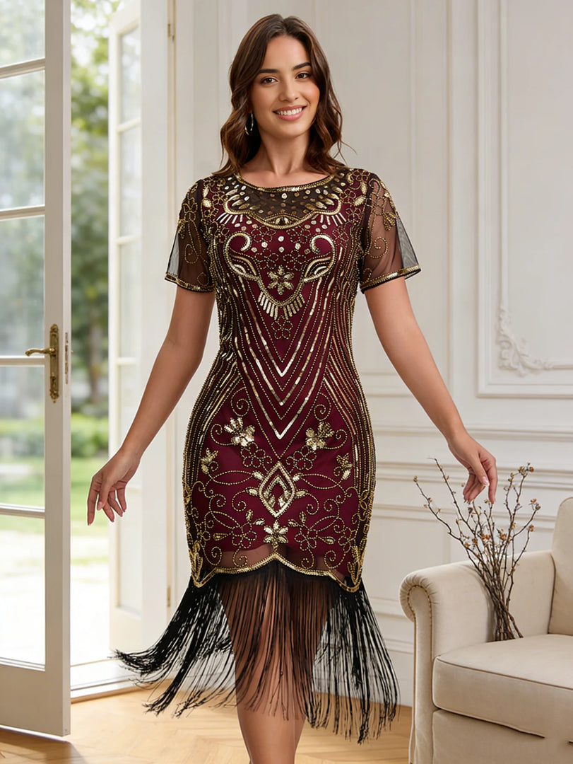 Women's Flapper Dresses 1920s for Women Great Gatsby Sequin Fringed Roaring 20s Cocktail Dress