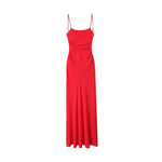 Load image into Gallery viewer, Draped Midi Dress for Women, Straight Neck, Thin Straps, Backless Female Dresses, Chic Fashion