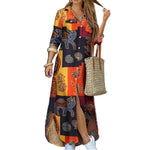 Load image into Gallery viewer, Women Dresses Fashion Sexy Single-breasted Dress Loose Lapel Casual Women's Clothing  Literary Printing Long Shirt Skirt