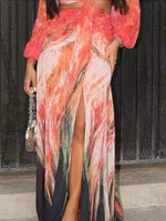 Load image into Gallery viewer, Women's Dress 2025 Fashion Summer New Vestidos Para Mujer Women's Vacation Elegant Style Long Sleeve Split Printed Slit Dresses