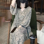 Load image into Gallery viewer, Floral Dress for Women Spring New Style 7-quarter Sleeves Chic Loose Slim Print Skirt Mid-length