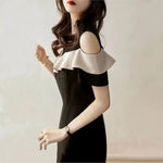 Load image into Gallery viewer, Female Dresses Black Women's Dress Ruffle Off Shoulder Elegant Chic Y2k Summer2025 Vintage Curvy Clothing One Pieces Harajuku G