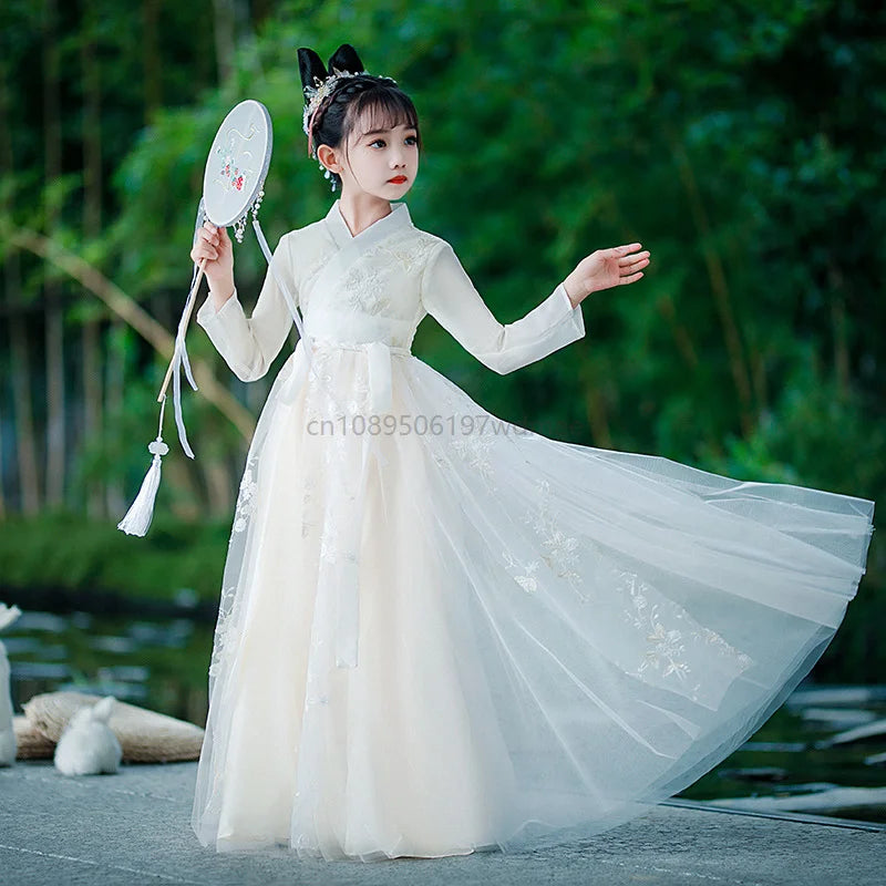 Hanfu Dress Traditional Chinese Cloth Outfit Ancient Folk Dance Stage Costumes Oriental Children Girls Fairy Princess Cosplay