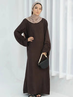 Load image into Gallery viewer, Eid Islamic Modest Dress for Women Abaya Lace-up Sleeve Morocco Casual Ramadan Vestidos Prayer Kaftan Dubai Muslim Long Robe