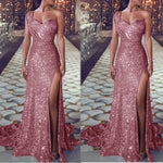 Load image into Gallery viewer, 2026 Women's Wedding Party Dress Evening Elegant Sexy Deep V Neck One Shoulder Sleeveless Sequined Long Maxi Dresses For Women