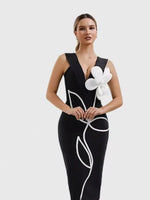 Load image into Gallery viewer, Women's Evening Dresses Sexy Strapless Tie White Flowers Bodycon Bandage Long Dresses Elegant Party Birthday Dresses