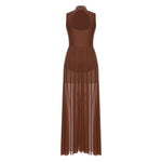 Load image into Gallery viewer, Womens Lyrical Dance Dresses Mock Neck Wide Hemline Shiny Rhinestones Maxi Dress Sleeveless Modern Contemporary Leotard Dresses