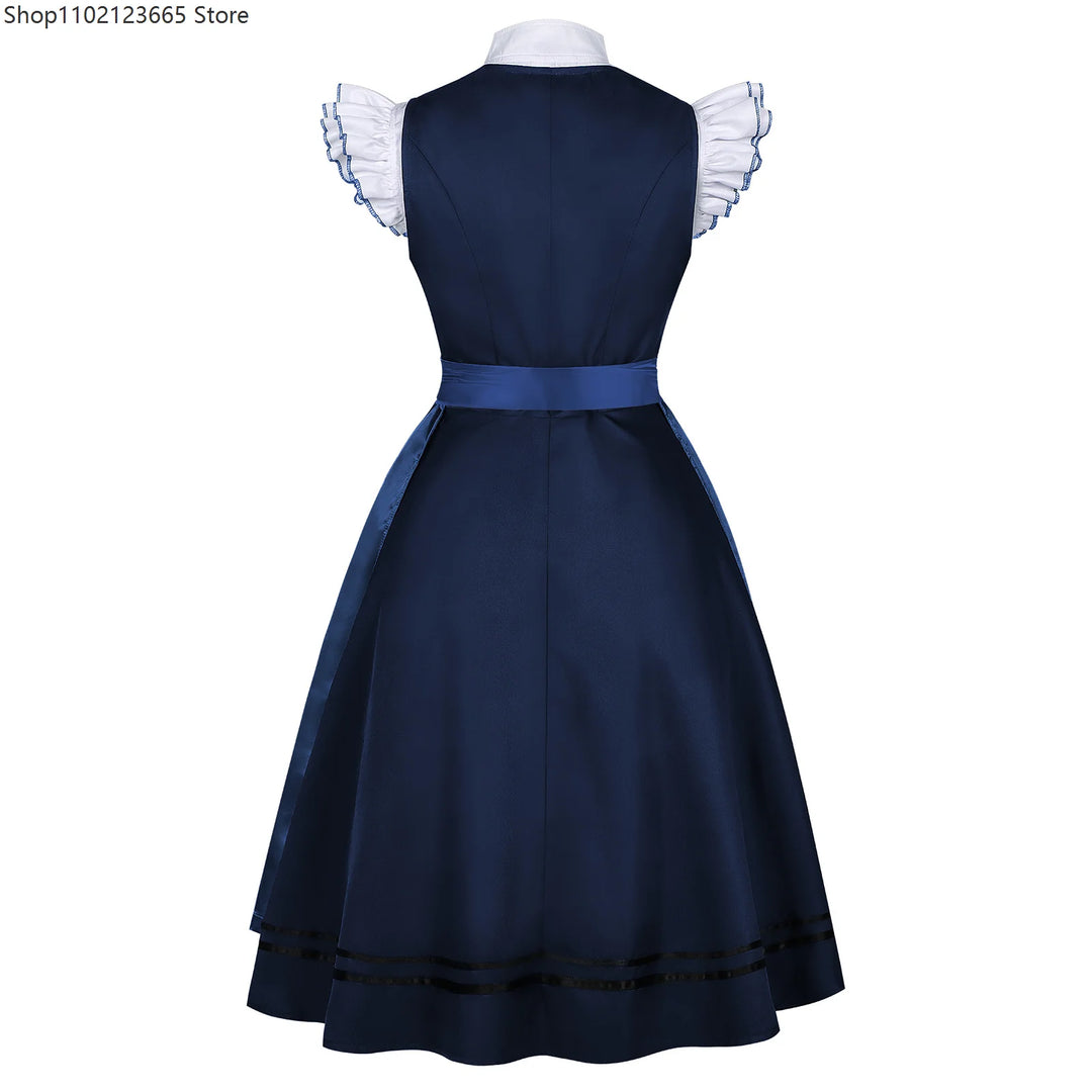Women Dirndl Dress For Medieval Style German Oktoberfest Bavarian Dress And Top With Apron Costume Halloween Plus Size Dress