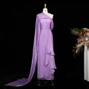 Sharon Said 2026 Women's Elegant Evening Dresses with Draped Cape Formal Birthday Gown Pink One Shoulder Arabic SF199 Customized