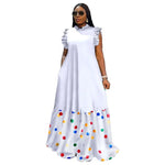 Load image into Gallery viewer, Women Dress Floor Length Dresses Solid A Line Round Neck Sleeveless Ruffles Casual Loose Elegant Splice Sexy Vestidos 2025