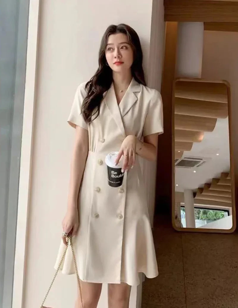 Black Female Dresses 2025 Blazer Apricot Women's Dress Clothing Formal Occasion Xxl Summer New Features of X Y2k Vintage Loose G