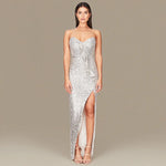 Load image into Gallery viewer, women's casual dresses for woman clothes Strapless sequined slit elegant party dresses evening summer birthday prom dress hwy739