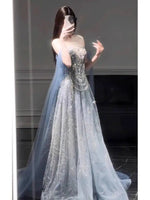 Load image into Gallery viewer, Blue Evening Dress For Women 2025 New High-End Sense Of Style Coming-of-Age Dress High-End Light Luxury Annual Meeting Art Exam