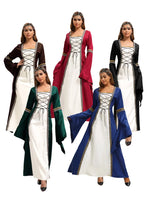 Load image into Gallery viewer, Women’s Medieval Costume Halloween Fashion Dress Vintage Full-Skirted Long-Sleeved Dress Lace-Detail Party and Casual Dress