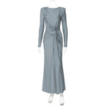 Load image into Gallery viewer, Women's Elegant Wedding Party Dress Female Clothing O-neck Long Sleeve Ruched High Waist Bodycon Long Maxi Evening Prom Dresses