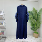 Load image into Gallery viewer, Women Elegant Evening Party Dresses 2025 Summer New Solid Colour Classic Long Sleeve Plate Flower Design Prom Dresses Female