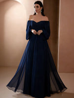 Load image into Gallery viewer, Dresses For Woman Elegant vestidos Solid Color Slim Robe Evening Dress Sexy One Line Neck Simple Style Long Sleeves Simple Style