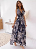 Load image into Gallery viewer, Women's Print Dress Fashion V-Neck Sleeveless High Waist Loose Dresses Robe Femme Casual Party Holiday Dresses For Women Summer