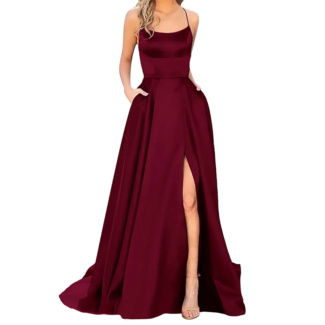 2024 New Women Dress Elegant Vintage Ladies Backless Long Dresses Wine Party Prom Wedding Floor Length Evening Dress For Women