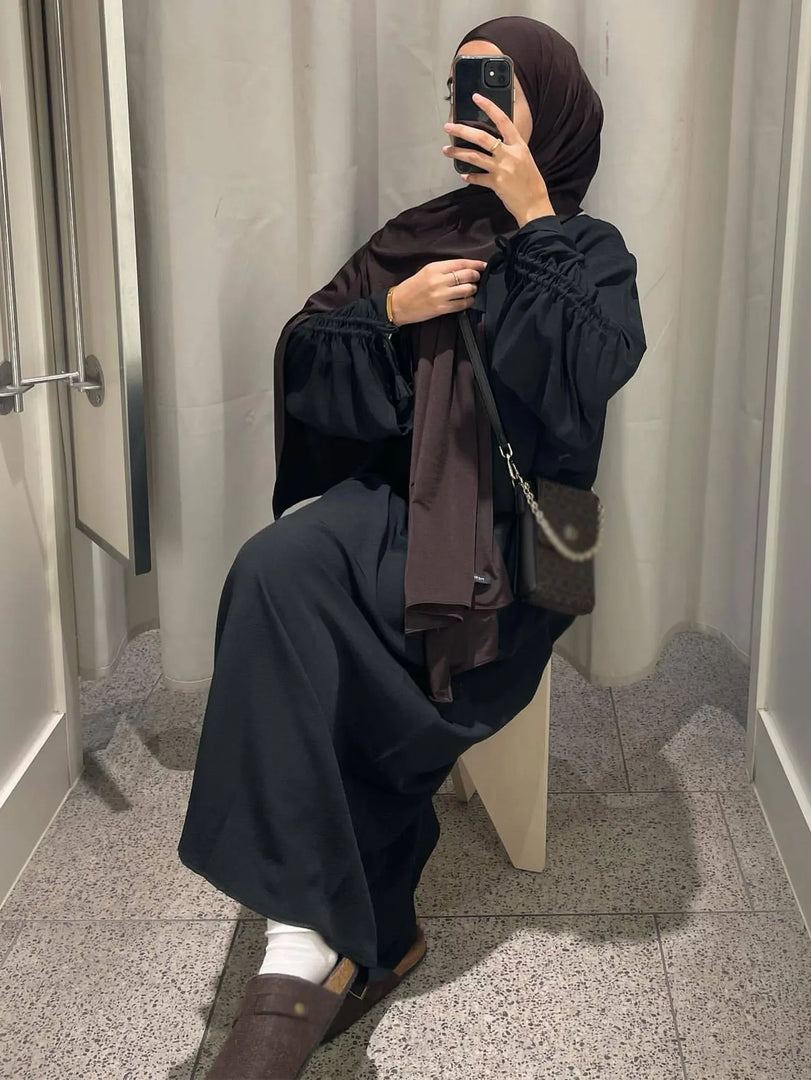 Eid Islamic Modest Dress for Women Abaya Lace-up Sleeve Morocco Casual Ramadan Vestidos Prayer Kaftan Dubai Muslim Long Robe